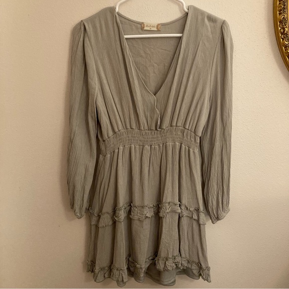 Altar’d State Pistachio Pastel Green Spring Coquette Designer Long Sleeve Dress - Picture 11 of 17